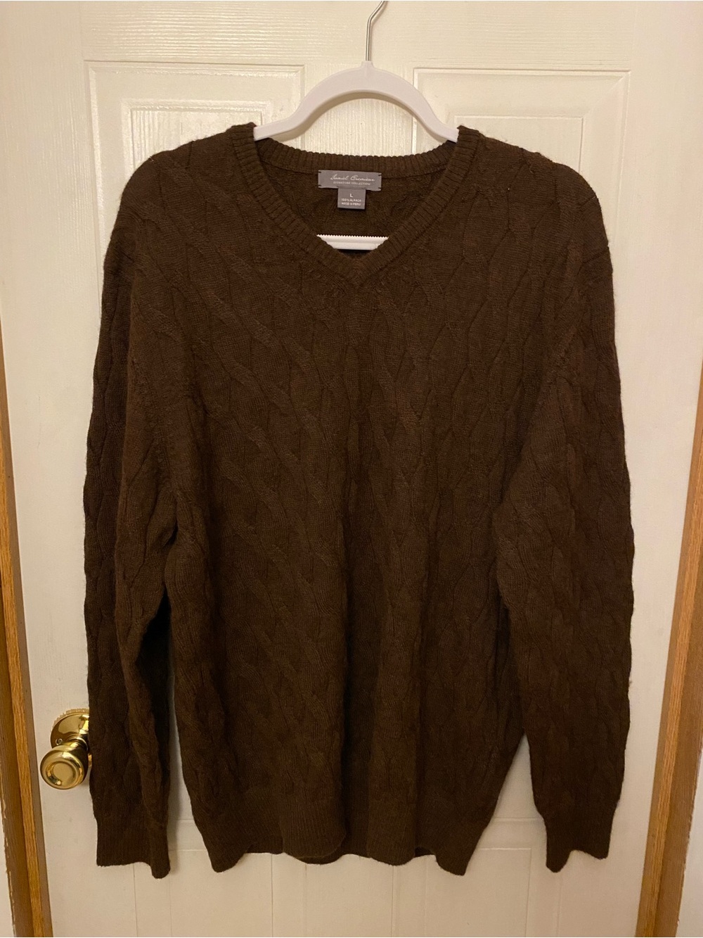 Daniel Cremieux Chocolate Brown Cable Knit Alpaca Sweater